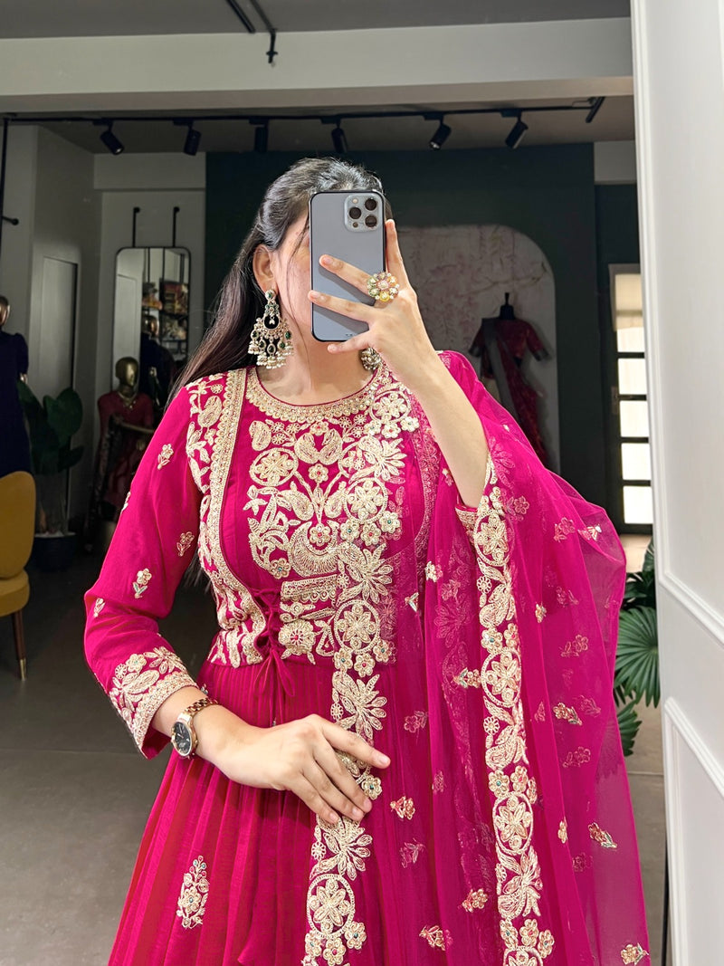 Stunning Vichitra Silk Ready-to-Wear Gown