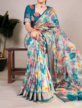Floral Printed Tussar Silk Saree Collection
