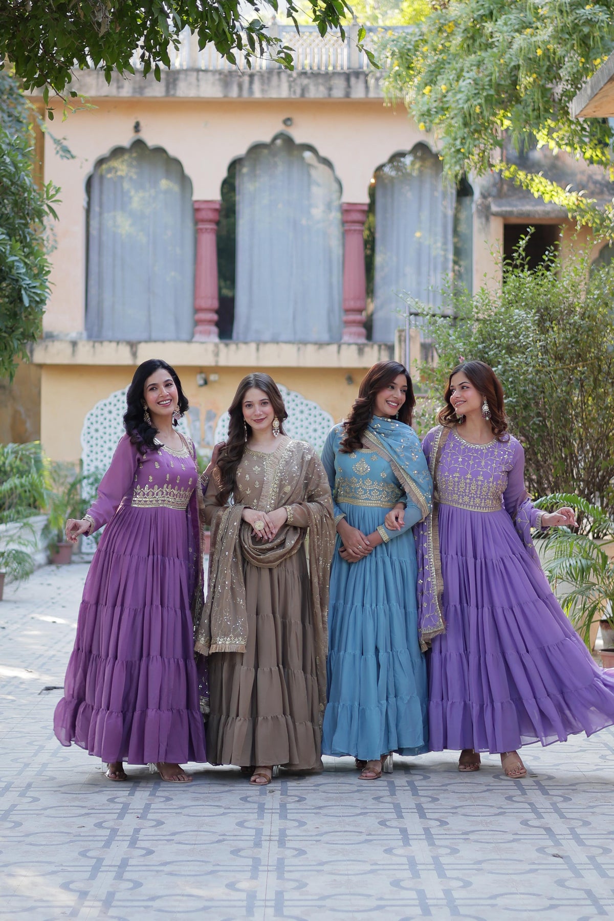 Ready to Wear Georgette Flair Gown with Designer Embroidered Dupatta