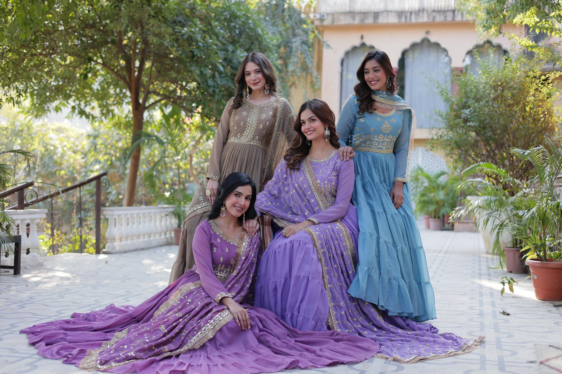 Ready to Wear Georgette Flair Gown with Designer Embroidered Dupatta