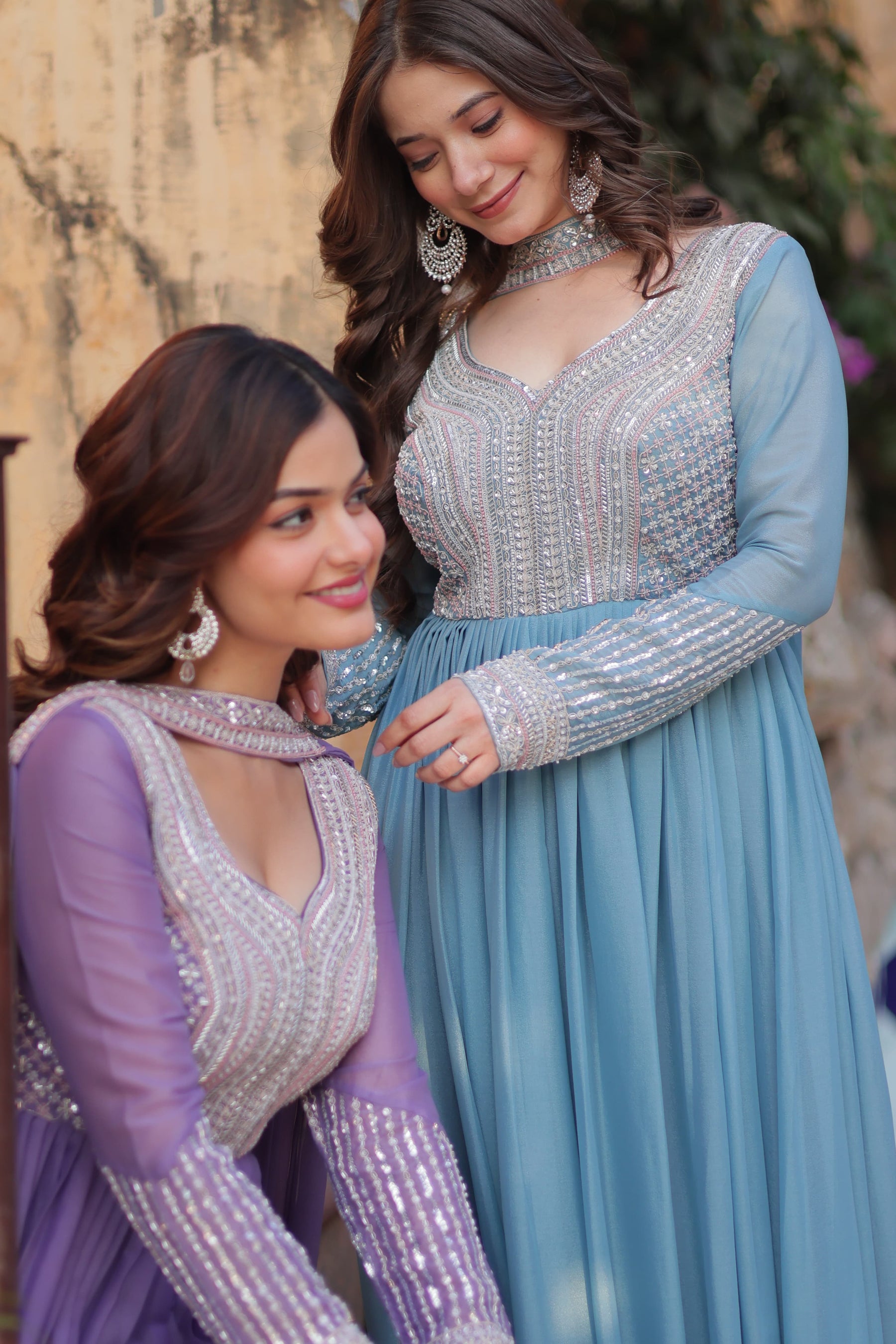 BLUE & PURPLE Premium Designer Readymade Gown Collection