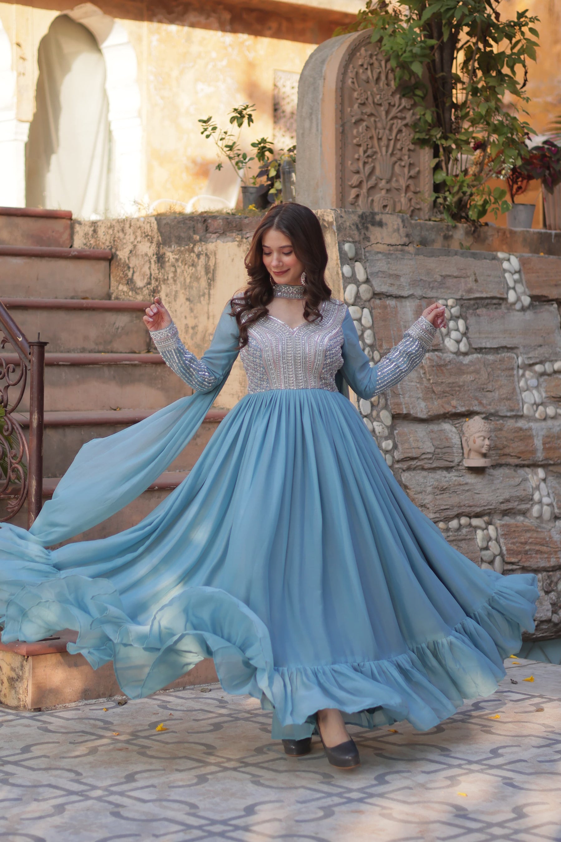 BLUE & PURPLE Premium Designer Readymade Gown Collection