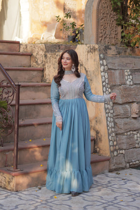 BLUE & PURPLE Premium Designer Readymade Gown Collection