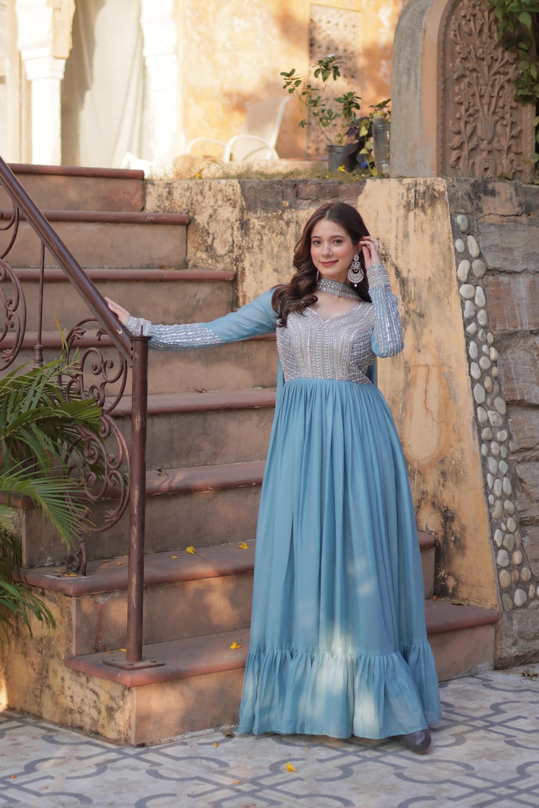BLUE & PURPLE Premium Designer Readymade Gown Collection