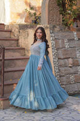 BLUE & PURPLE Premium Designer Readymade Gown Collection