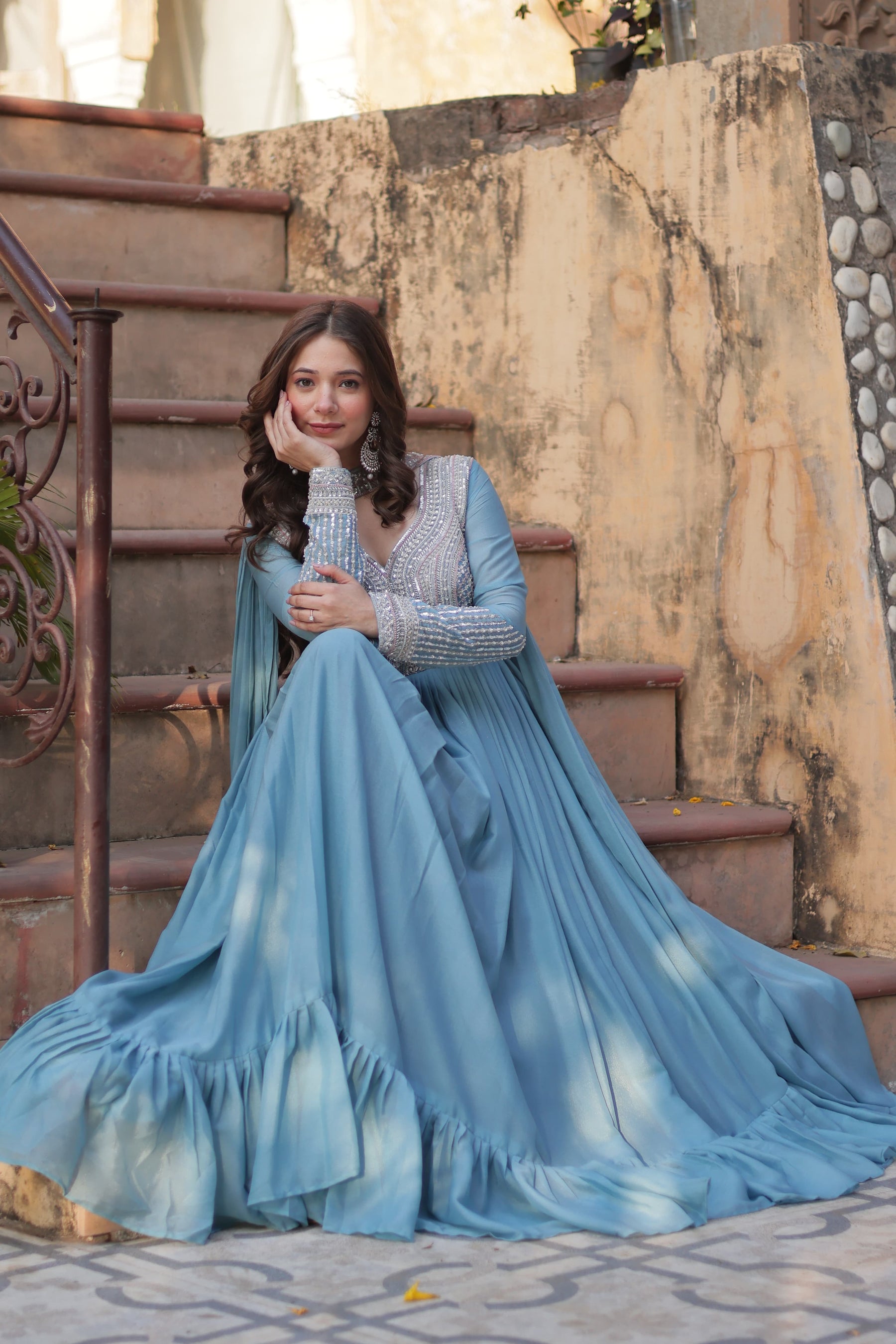 BLUE & PURPLE Premium Designer Readymade Gown Collection