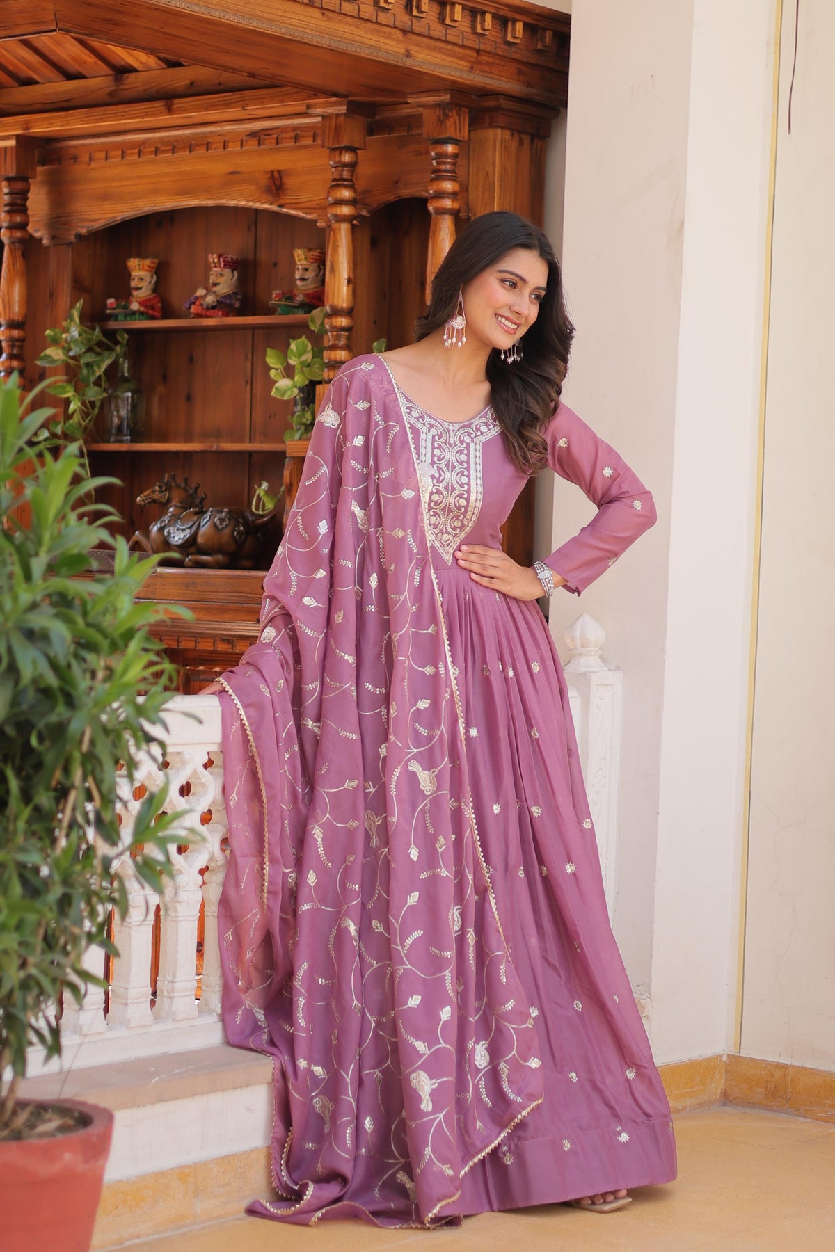 Glamorous Festival Long Gown with Exquisite Embroidery
