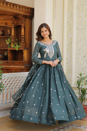 Glamorous Festival Long Gown with Exquisite Embroidery