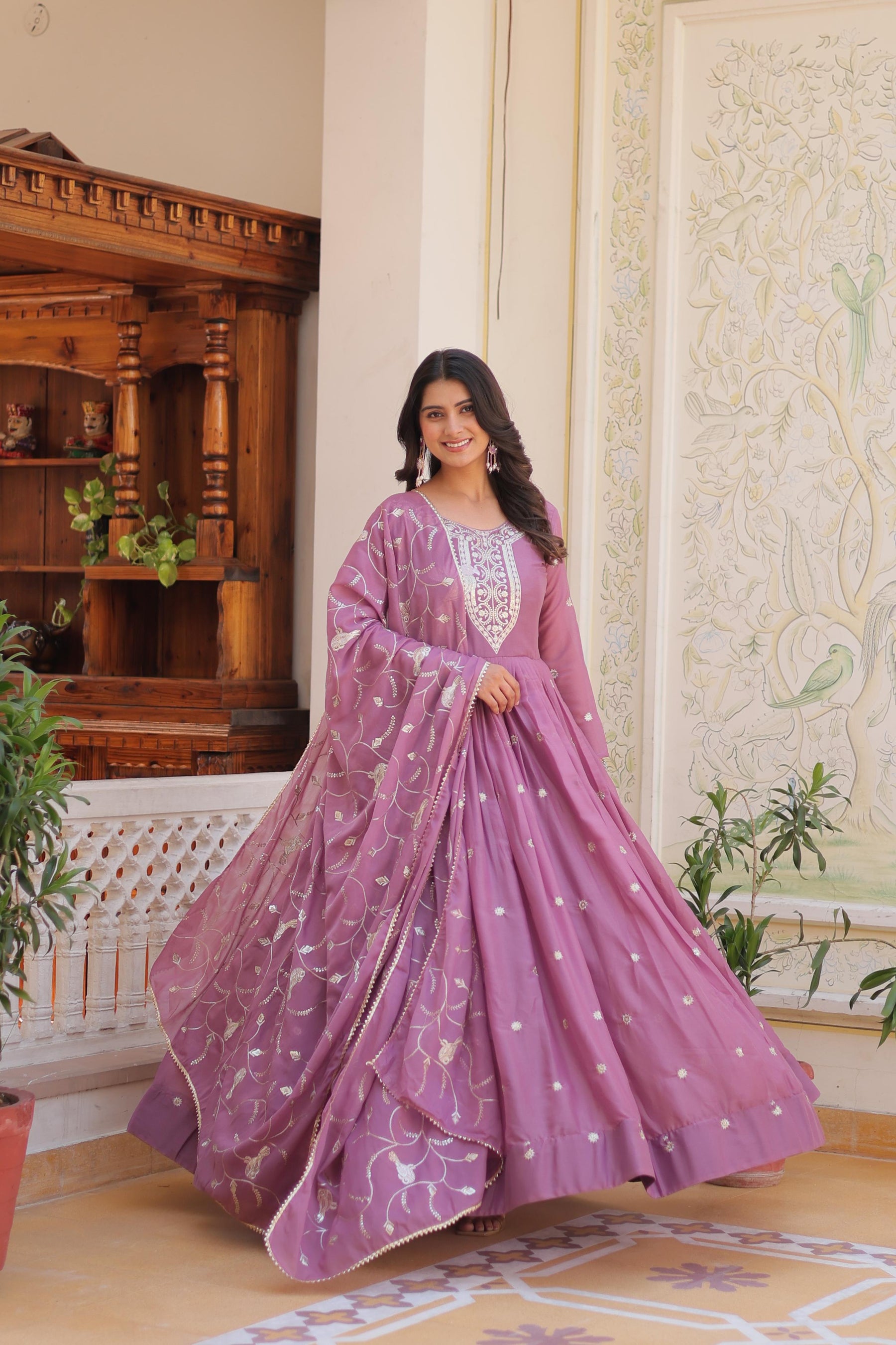 Glamorous Festival Long Gown with Exquisite Embroidery