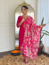 Orange & Pink Elegant Kurti Set with Dupatta