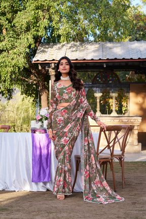 Marble Prints with Pearls lace saree