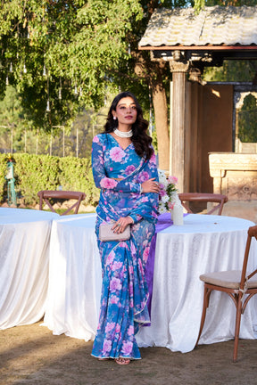 Marble Prints with Pearls lace saree