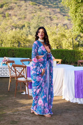 Marble Prints with Pearls lace saree