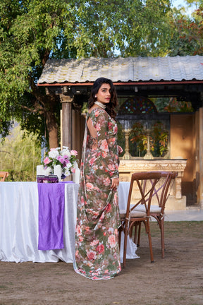 Marble Prints with Pearls lace saree