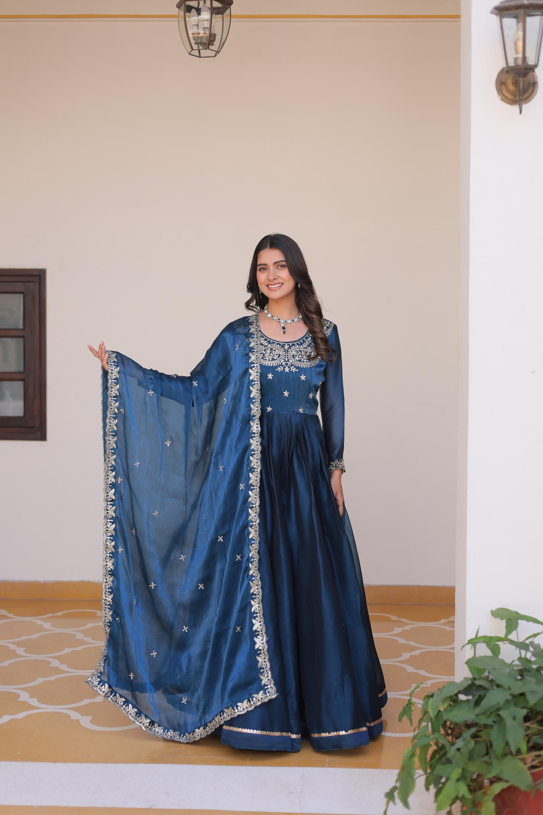 Luxurious Festival Long Gown with Dupatta