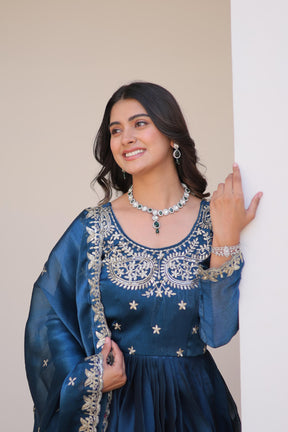 Luxurious Festival Long Gown with Dupatta
