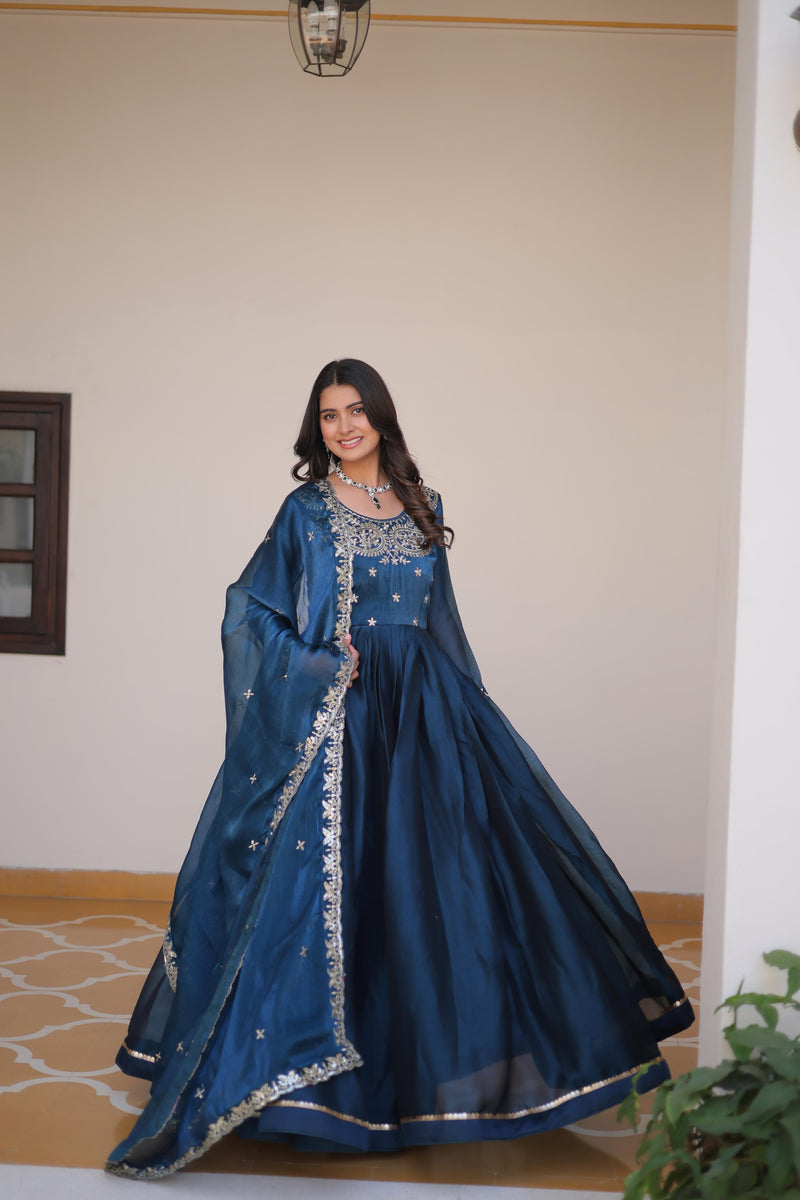 Luxurious Festival Long Gown with Dupatta