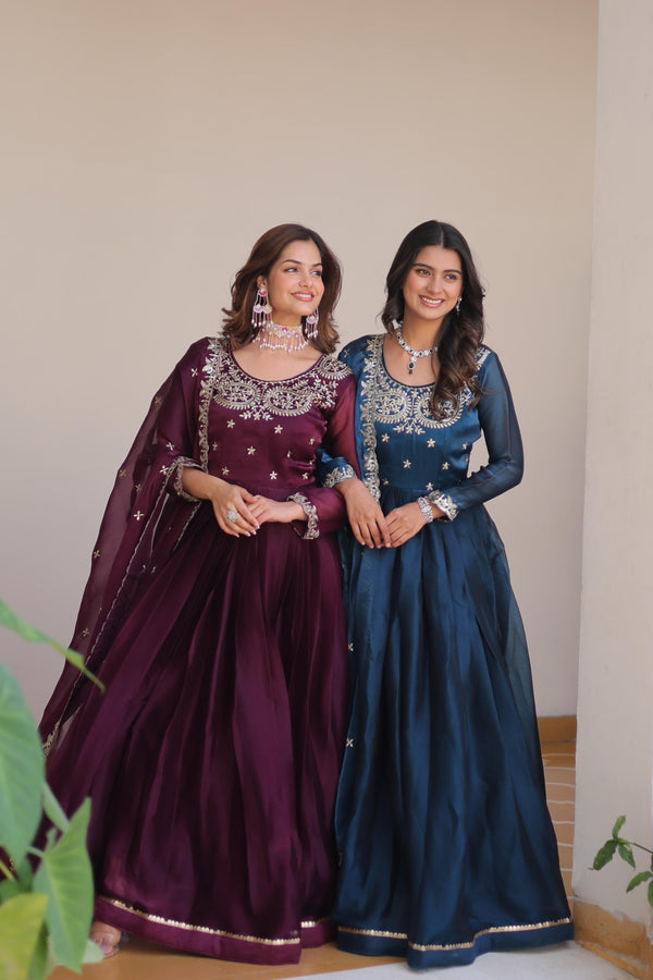 Luxurious Festival Long Gown with Dupatta