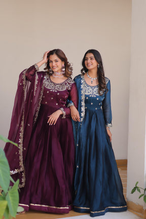 Luxurious Festival Long Gown with Dupatta