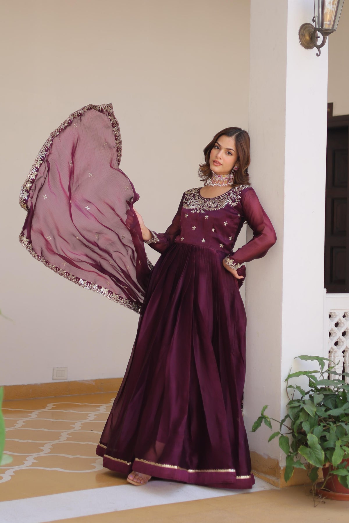 Luxurious Festival Long Gown with Dupatta