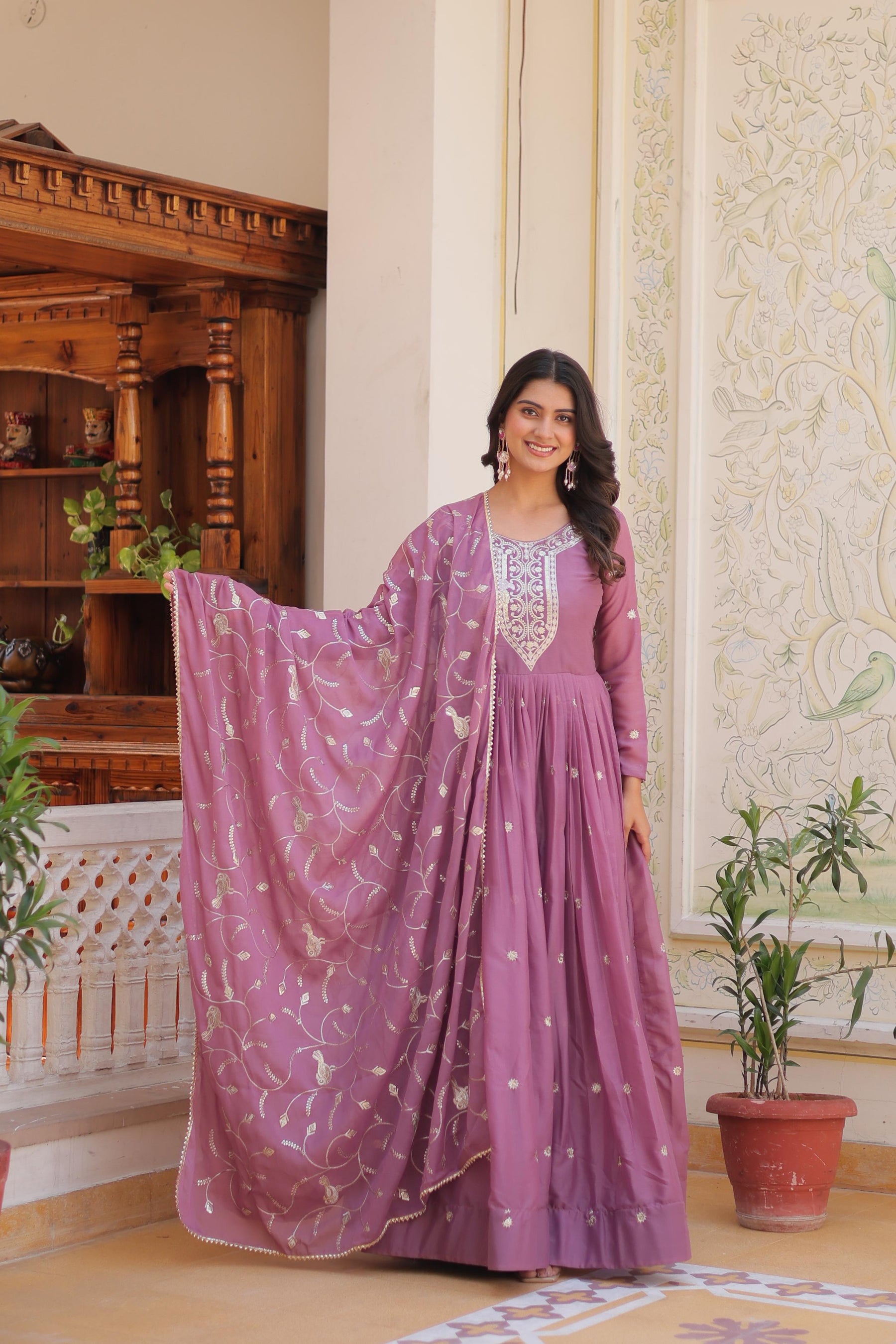 Glamorous Festival Long Gown with Exquisite Embroidery