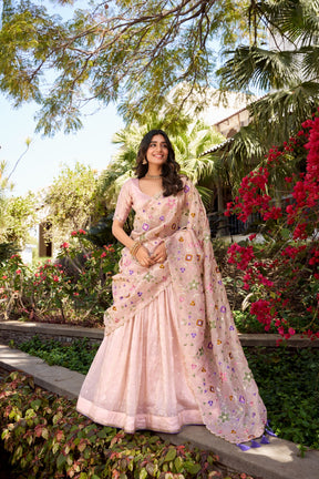 Light Pink Gold Crush Elegance Lehenga