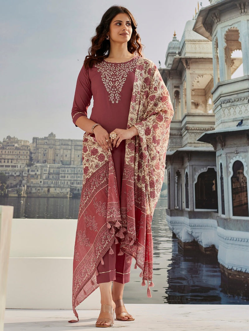 Rose Gold Elegant Cotton Silk Kurti Set