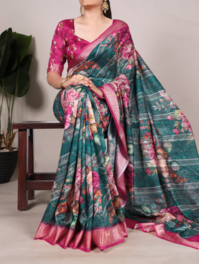 Floral Tussar Silk Saree Collection