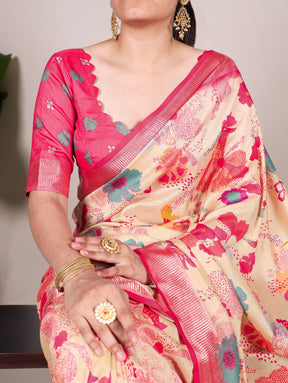 Floral Tussar Silk Saree Collection