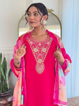 Viscose Chanderi Kurti with Pant & Dupatta Set