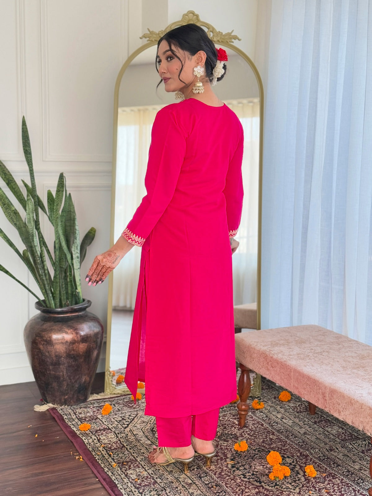 Viscose Chanderi Kurti with Pant & Dupatta Set