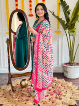 Viscose Chanderi Embroidered Kurti Set