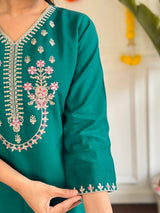 Viscose Chanderi Embroidered Kurti Set