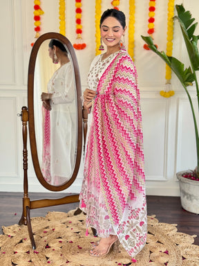 Viscose Chanderi Embroidered Kurti Set
