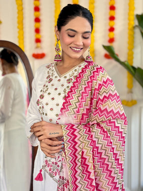 Viscose Chanderi Embroidered Kurti Set