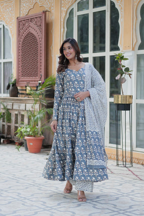 READYMADE COTTON KURTI WITH PANT & DUPATTA SET