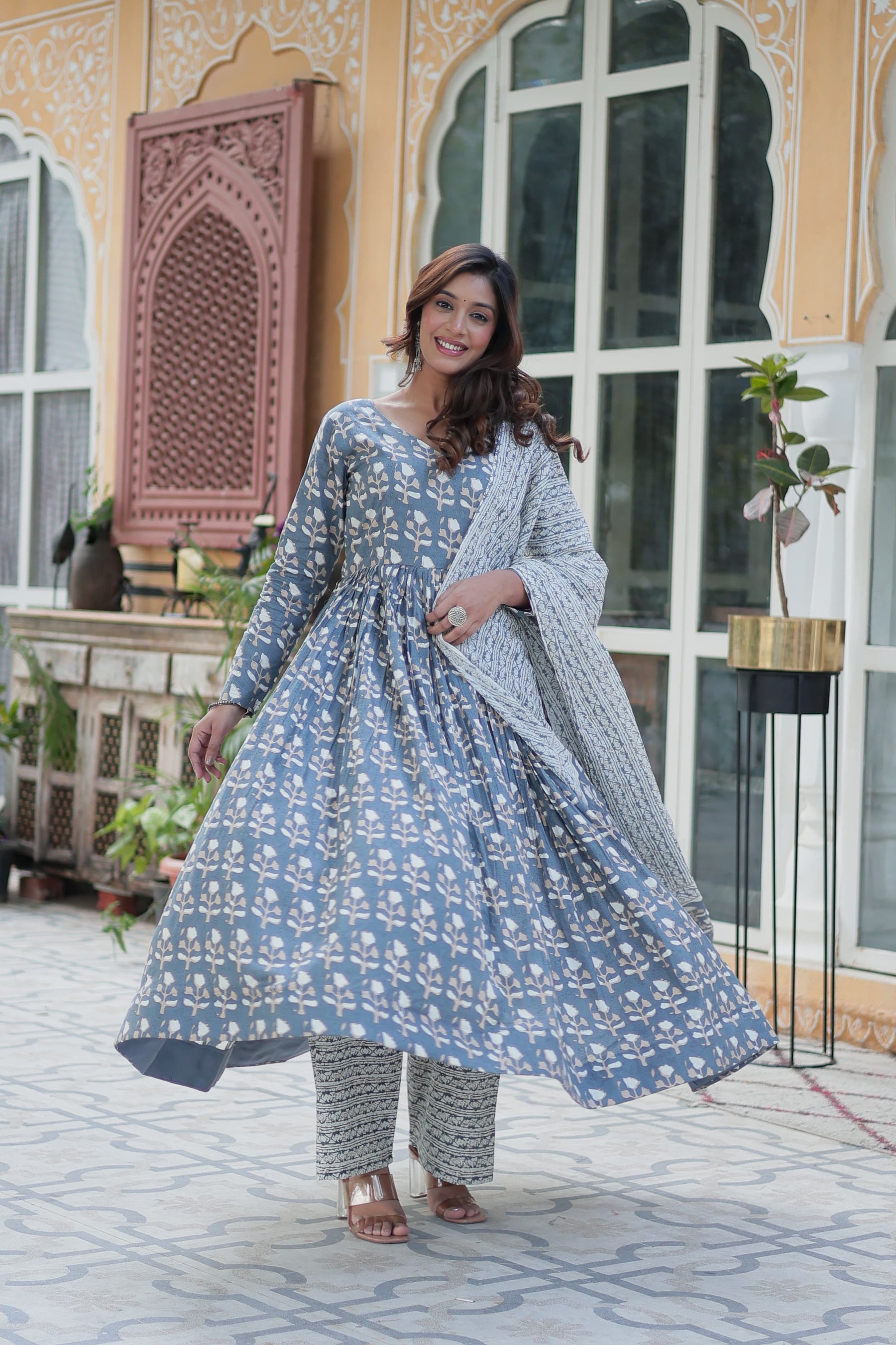 READYMADE COTTON KURTI WITH PANT & DUPATTA SET