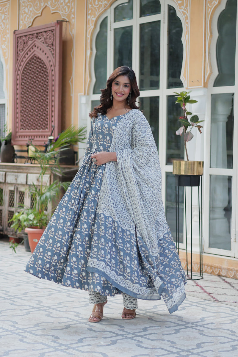 READYMADE COTTON KURTI WITH PANT & DUPATTA SET