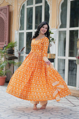 READYMADE COTTON KURTI WITH PANT & DUPATTA SET