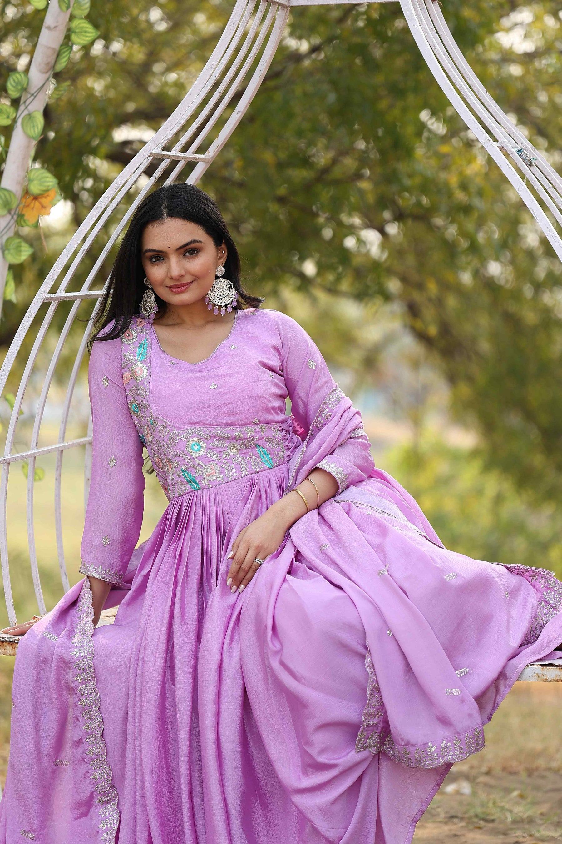 Exquisite Festival Long Gown with Dupatta