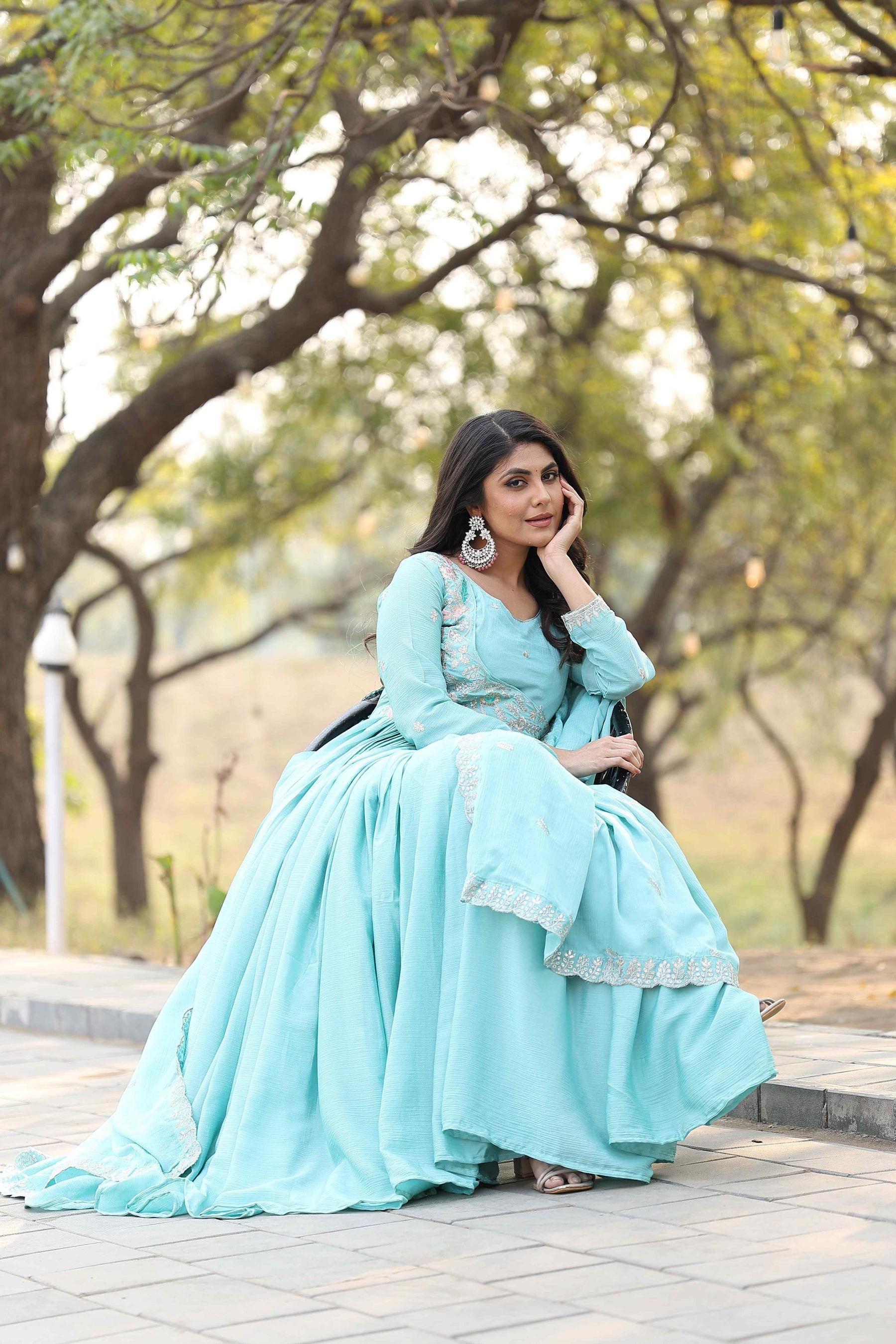 Exquisite Festival Long Gown with Dupatta