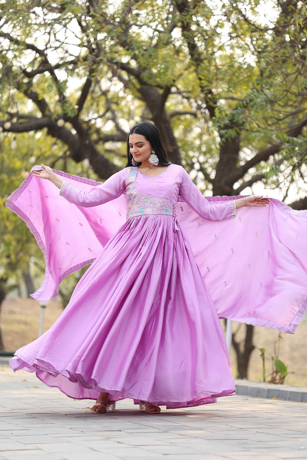Exquisite Festival Long Gown with Dupatta