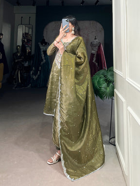 Gold Crush Olive Green Shade Salwar Suit