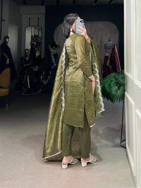 Gold Crush Olive Green Shade Salwar Suit