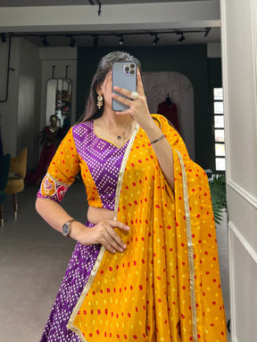 Bandhej & Patola Tussar Silk Lehenga Choli