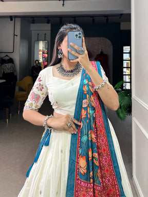KHADI COTTON ELEGANCE LEHENGA CHOLI WITH GAJI SILK DUPATTA