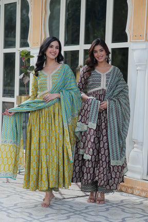 PREMIUM READYMADE COTTON KURTI SET WITH PANT & DUPATTA