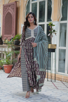 PREMIUM READYMADE COTTON KURTI SET WITH PANT & DUPATTA