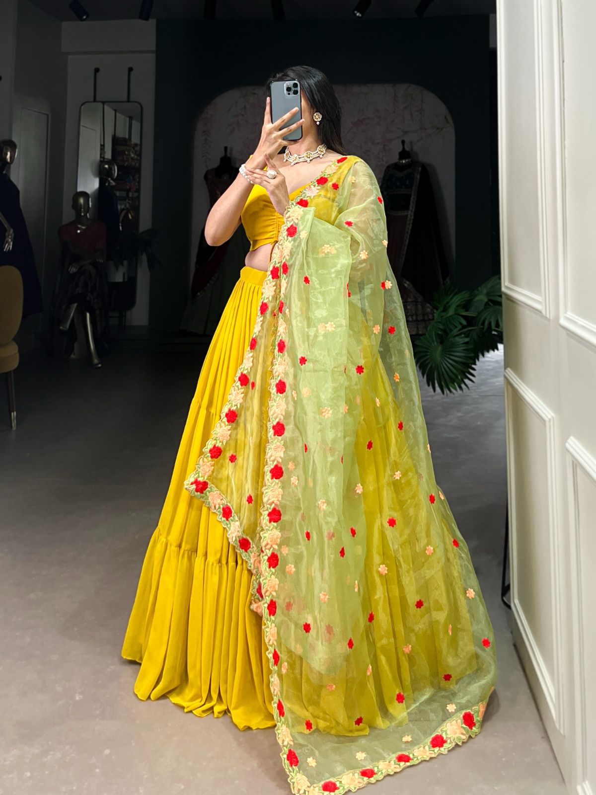 Mustard Georgette Lehenga Set for the Modern Bridesmaid