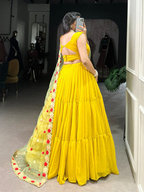Mustard Georgette Lehenga Set for the Modern Bridesmaid
